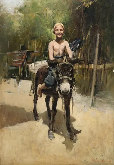 Мальчик на осле by Ромуальдо Локателли — digital art print download