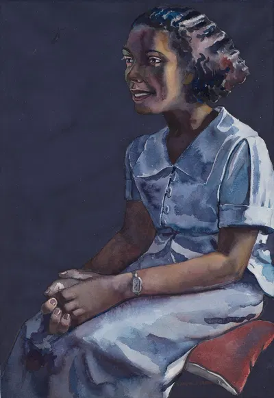 Girl in Blue Dress by Samuel Joseph Brown, Jr., 1936 — digital art print download