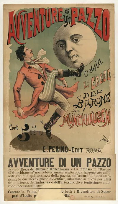 Aventure di un pazzo, ossia l'Erede del Barone di Münchhausen by Ottavio Rodella Tavio, 1890 — digital art print download