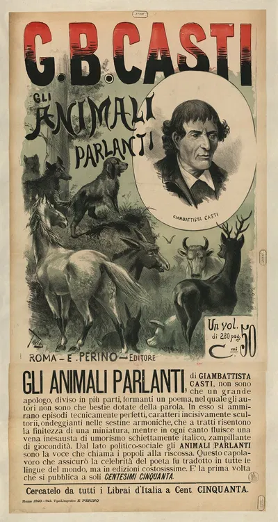 GB Casti. Gli animali parlanti by Ottavio Rodella Tavio, 1890 — digital art print download