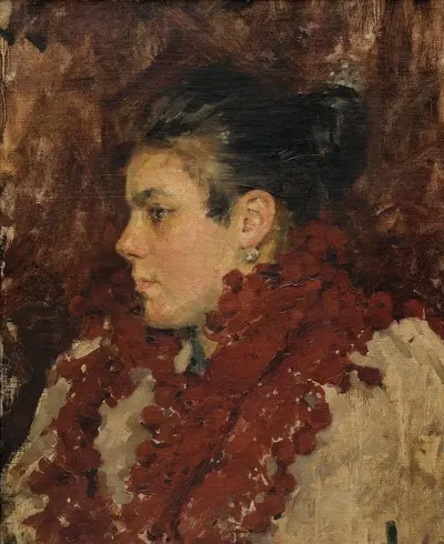 El chal rojo by Carlos Federico Sáez, 1898 — digital art print download