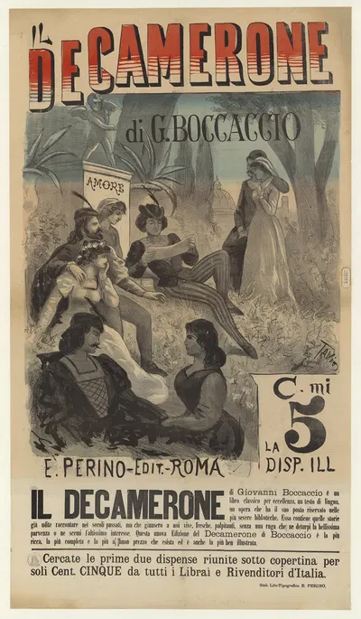 Il Decamerone di G. Boccaccio by Ottavio Rodella Tavio, 1890 — digital art print download