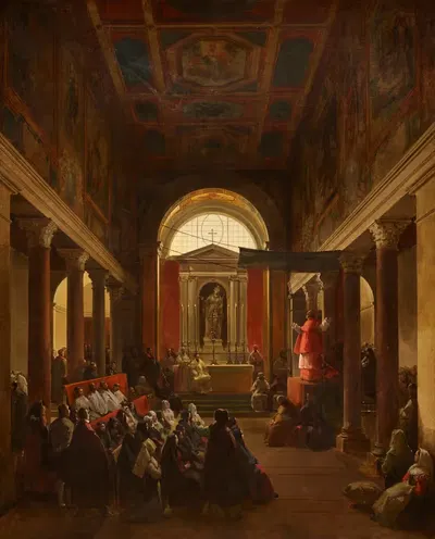 Интерьер церкви (Проповедь в Санта-Бибиане) by Франсуа-Мариус Гране, 1834 — digital art print download