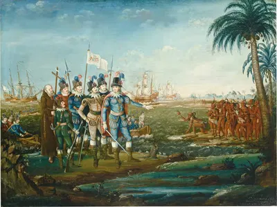 Первое приземление Христофора Колумба by Фредерик Кеммельмайер, 1800 — digital art print download
