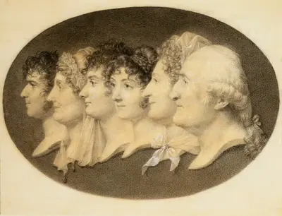 Портрет Августина и его семьи в профиль by Жан-Батист-Жак Огюстен, 1800 — digital art print download