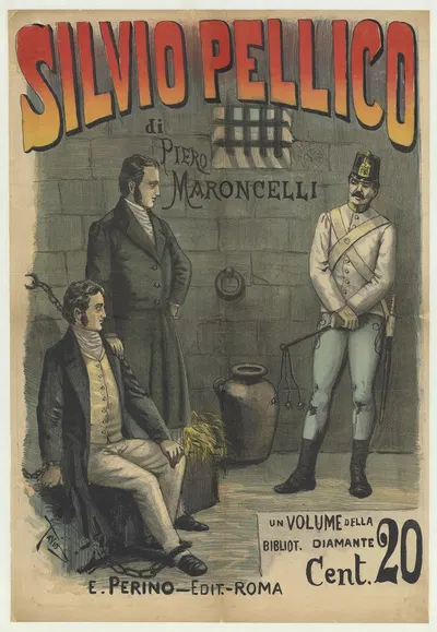Silvio Pellico di Piero Maroncelli, un volume della bibliot by Ottavio Rodella Tavio, 1890 — digital art print download