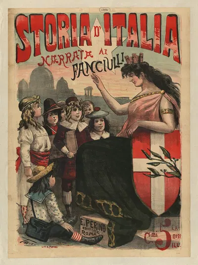 Storia d'Italia narrata al fanciulli by Ottavio Rodella Tavio, 1890 — digital art print download