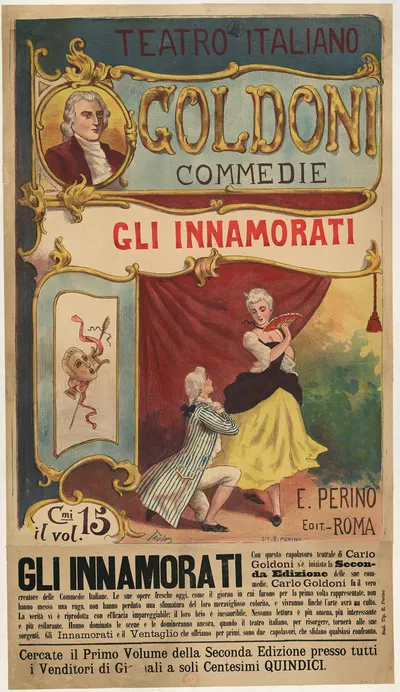 Teatro italiano. Goldoni commedie Gli innamorati Les Amoureux by Ottavio Rodella Tavio, 1890 — digital art print download