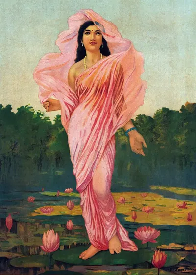 Padmini, the Lotus lady by Raja Ravi Varma — digital art print download
