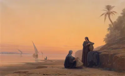 Женщины, несущие воду у Нила by Огюст Вейон — digital art print download