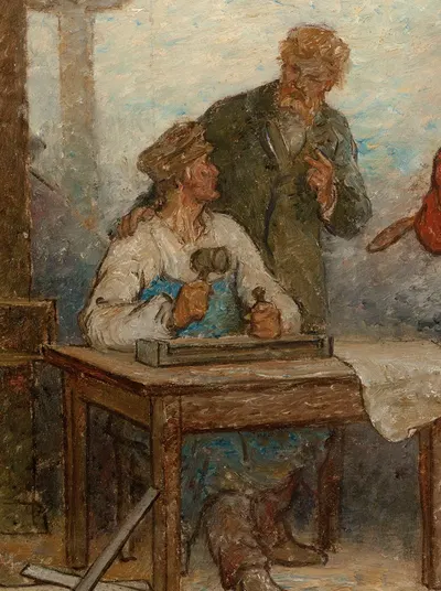 Бенвенуто Челлини, художник XVI века, восхищается продуктами современного искусства, тканями, Эски by Эдмон Южен Вальтон,…