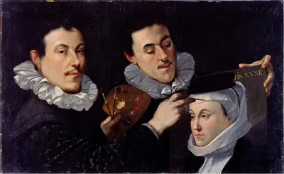 Автопортрет с братом и сестрой by Иосиф Хайнц Старший, 1596 — digital art print download
