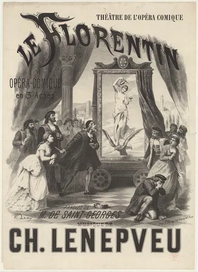 Théâtre de l'Opéra-Comique. Le Florentin. Opéra-comique en 3 actes by Pierre-Auguste Lamy, 1874 — digital art print download
