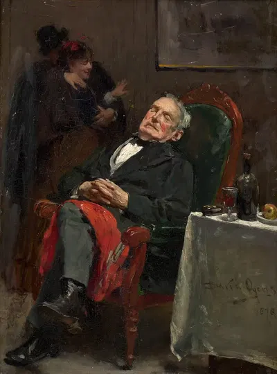 Пара, обнимающаяся за спиной спящего мужчины by Давид Ойенс — digital art print download