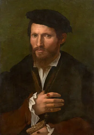 Portrait d'homme au chapeau noir et aux gants by Girolamo Da Carpi — digital art print download
