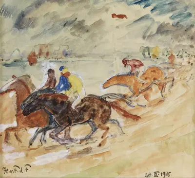 Конные гонки на пляже by Ганс фон Фабер дю Фур, 1915 — digital art print download