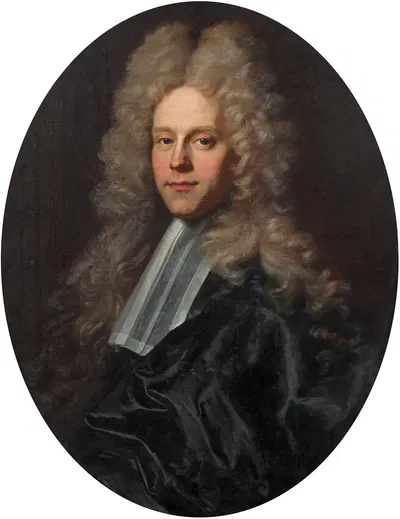 Portrait d'un homme de loi en habit noir à la large perruque by Hyacinthe Rigaud — digital art print download