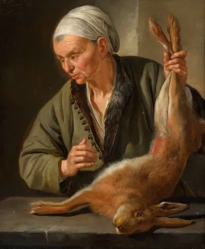 Женщина с presenting hare by Якоб Туренвлит — digital art print download