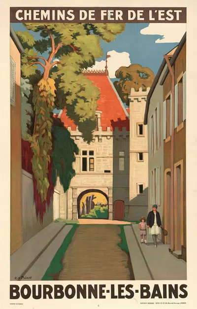 Chemins de Fer de L'Est. Bourbonne-les-Bains by Рене Франсуа Ксавье Прине, 1930 — digital art print download