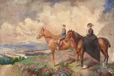 Пьер и Луиза Браккемон на конной прогулке by Мари Браккемонд — digital art print download