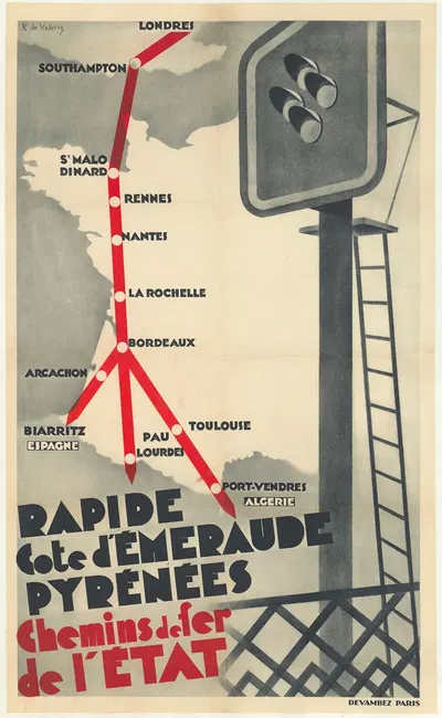 Rapide Côte d'émeraude-Pyrénées. Chemins de fer de l'Etat by Roger de Valerio, 1930 — digital art print download