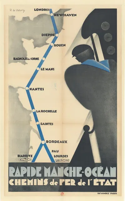 Rapide Manche–Océan – Chemins de fer de l’État by Roger de Valerio, 1930 — digital art print download
