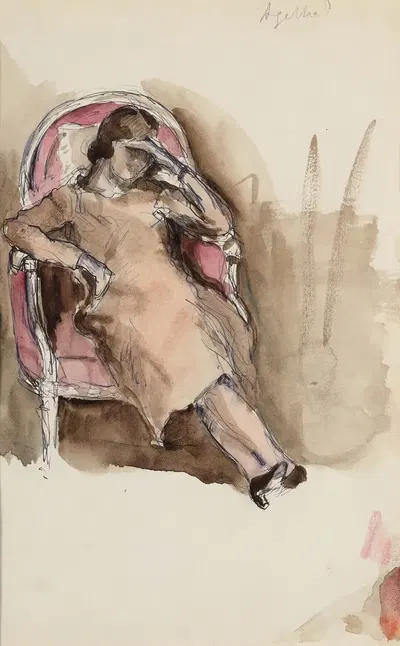 Agathe Rouart assise sur un fauteuil by Paule Gobillard — digital art print download