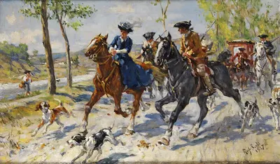 Выезд на лошадях by Рафаэлло Сорби, 1927 — digital art print download