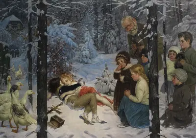Дети в снегу by Ричард Боррмейстер, 1920 — digital art print download