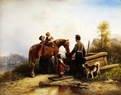 У поилки by Вильгельм Александр Мейерхейм — digital art print download