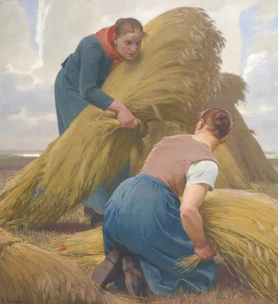 Kornbindende Frauen by Arthur Kampf, 1930–1940 — digital art print download