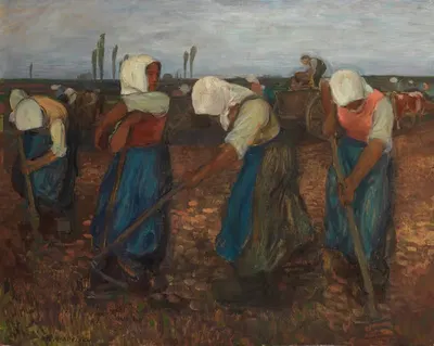 На сборе картошки by Альберт Хауайзен, 1900-1909 — digital art print download