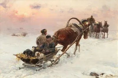 Вечерняя поездка на санях с собаками by Альфред фон Вирус-Ковальский — digital art print download