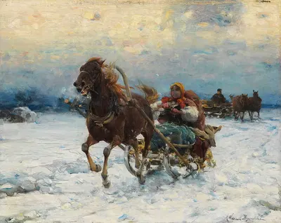 Веселая поездка на санях by Альфред фон Вирус-Ковальский, 1910 — digital art print download