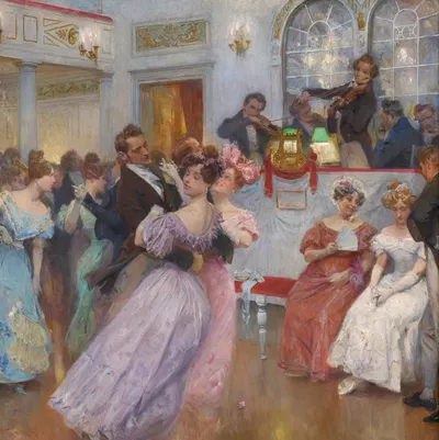 Lanner und Strauß mit Kapelle bei einem Ball by Charles Wilda, 1906 — digital art print download