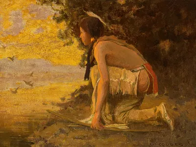 Watching for Game by Eanger Irving Couse, 1906 — digital art print download