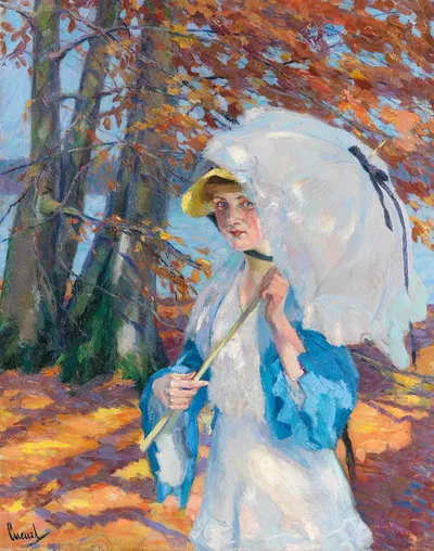 Леди с парасолью на Аммерзее by Эдвард Кукуэль, 1914-1918 — digital art print download