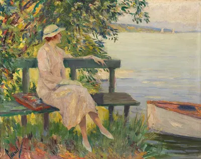 Зеленая скамейка by Эдвард Кукуэль, 1920 — digital art print download