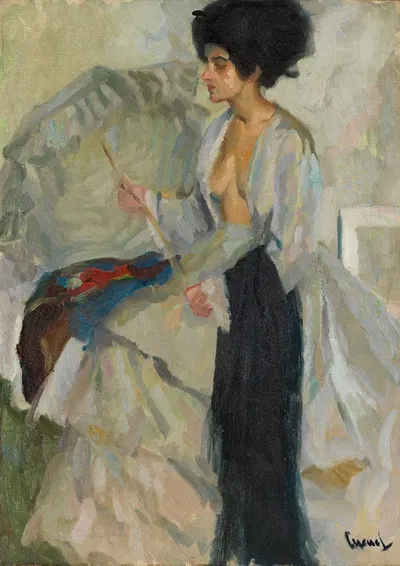 Женщина в студии by Эдвард Кукуэль, 1915 — digital art print download