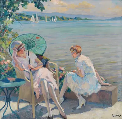 Летний день на озере by Эдвард Кукуэль, 1920 — digital art print download