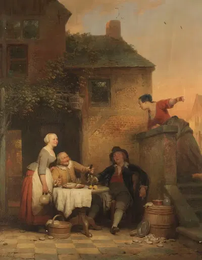 Устрицы у таверны by Фердинанд де Бракелер, 1842 — digital art print download