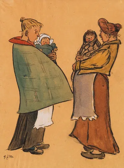 Две матери by Генрих Цилле, 1925 — digital art print download