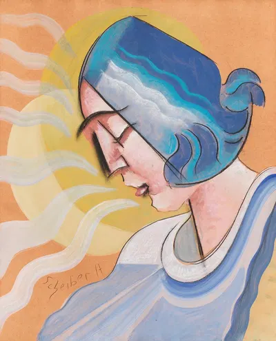 Портрет дамы, начало by Хьюго Шейбер, 1920 — digital art print download
