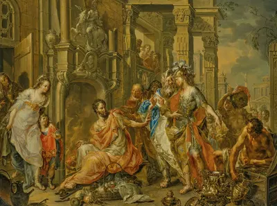 Manius Curius Dentatus and the Samnite Ambassadors by Johann Georg Platzer — digital art print download