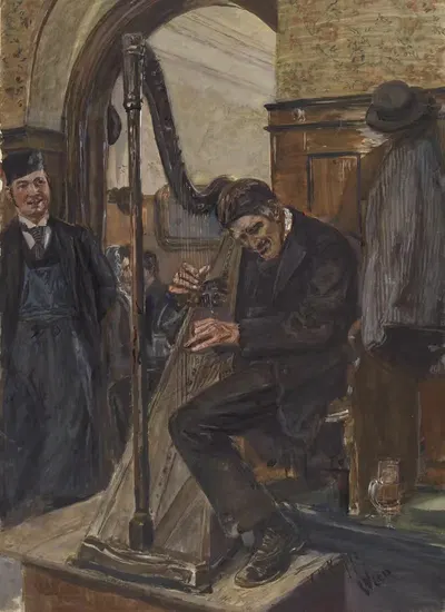 Слепой арфист Пауль Оправил by Иоганн Михаэль Купфер, 1817 – 1900 — digital art print download