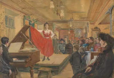 Производство народных певцов в трактире 'У Ягненка' by Иоганн Михаэль Купфер, 1903 — digital art print download