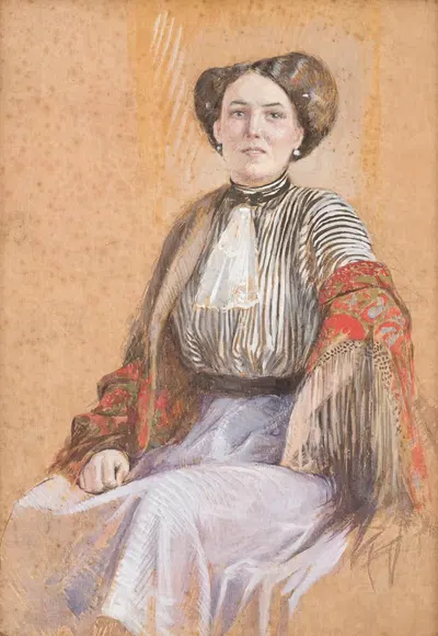 Дама с шарфом by Йозеф Энгельхарт, 1910 — digital art print download