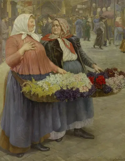 Цветочная девушка by Йозеф Энгельхарт, 1903 — digital art print download
