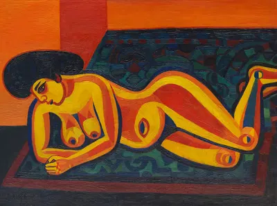 Liegender Akt I (Exotic Nude) by Josef Scharl, 1952 — digital art print download