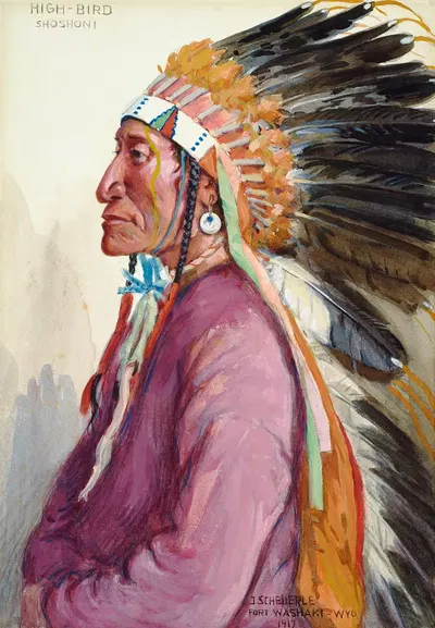 High-Bird, Shoshoni by Joseph Scheuerle, 1917 — digital art print download